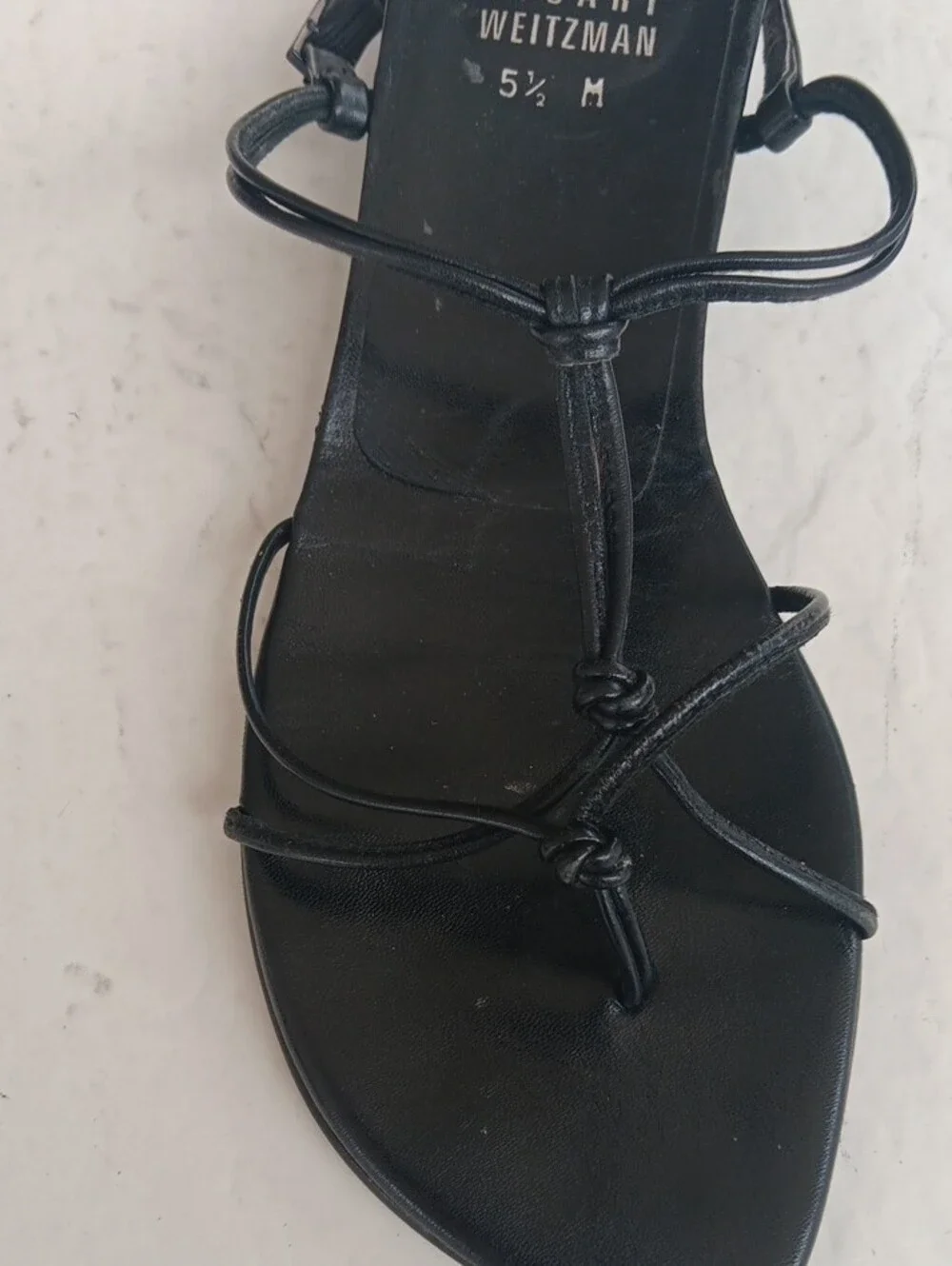 Stuart Weitzman Black Strappy Knot Sandals 5.5.Great Condition